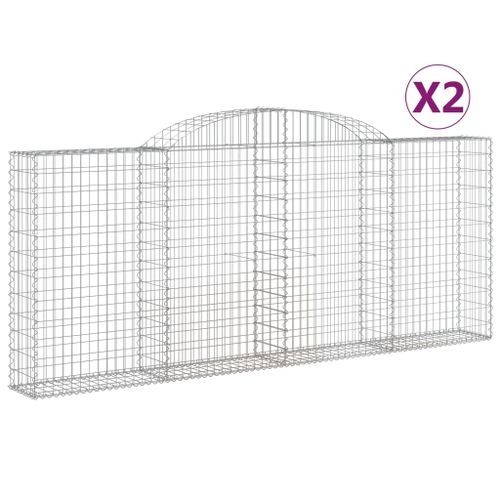 Paniers à gabions arqués 2 pcs 300x30x120/140 cm fer galvanisé - Photo n°2; ?>