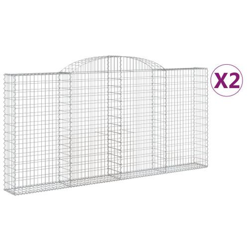 Paniers à gabions arqués 2 pcs 300x30x140/160 cm fer galvanisé - Photo n°2; ?>