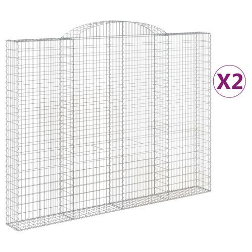 Paniers à gabions arqués 2 pcs 300x30x220/240 cm fer galvanisé - Photo n°2; ?>