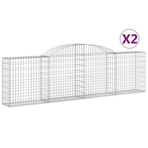 Paniers à gabions arqués 2 pcs 300x30x80/100 cm fer galvanisé - Photo n°2; ?>