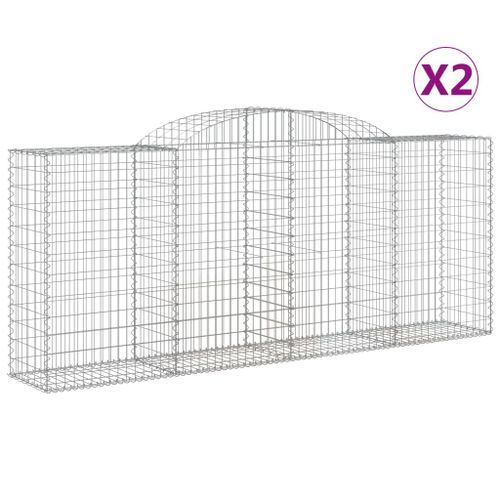 Paniers à gabions arqués 2 pcs 300x50x120/140 cm fer galvanisé - Photo n°2; ?>