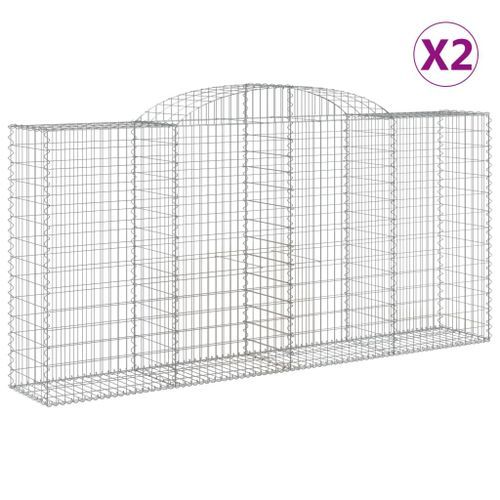 Paniers à gabions arqués 2 pcs 300x50x140/160 cm fer galvanisé - Photo n°2; ?>