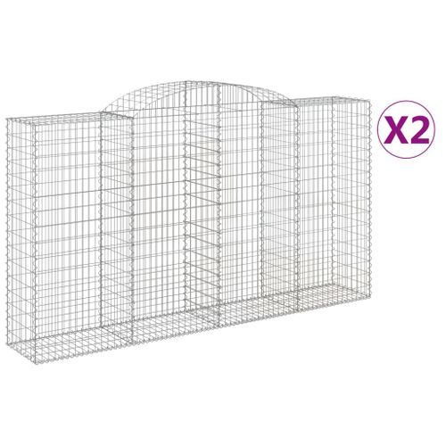 Paniers à gabions arqués 2 pcs 300x50x160/180 cm fer galvanisé - Photo n°2; ?>