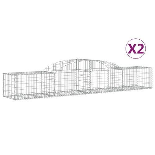 Paniers à gabions arqués 2 pcs 300x50x40/60 cm fer galvanisé - Photo n°2; ?>