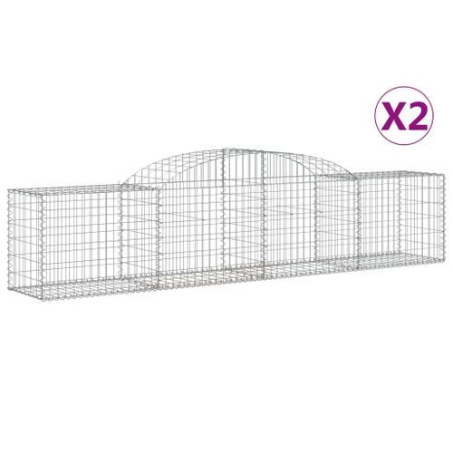 Paniers à gabions arqués 2 pcs 300x50x60/80 cm fer galvanisé - Photo n°2; ?>