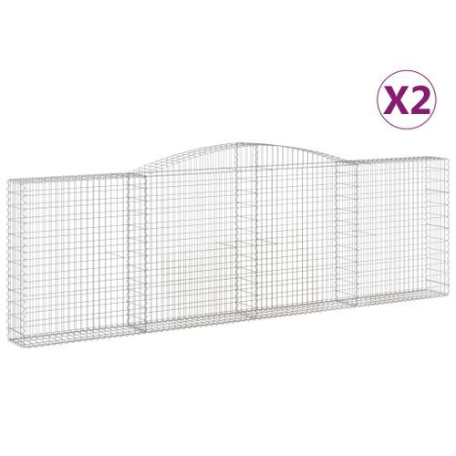 Paniers à gabions arqués 2 pcs 400x30x120/140 cm Fer galvanisé - Photo n°2; ?>