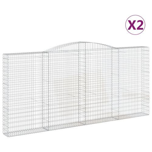 Paniers à gabions arqués 2 pcs 400x30x180/200 cm Fer galvanisé - Photo n°2; ?>