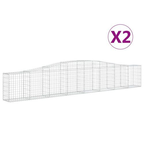 Paniers à gabions arqués 2 pcs 400x30x60/80 cm Fer galvanisé - Photo n°2; ?>