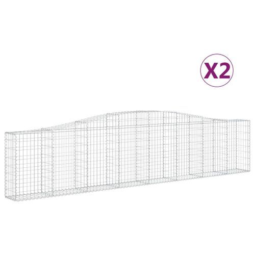 Paniers à gabions arqués 2 pcs 400x30x80/100 cm Fer galvanisé - Photo n°2; ?>