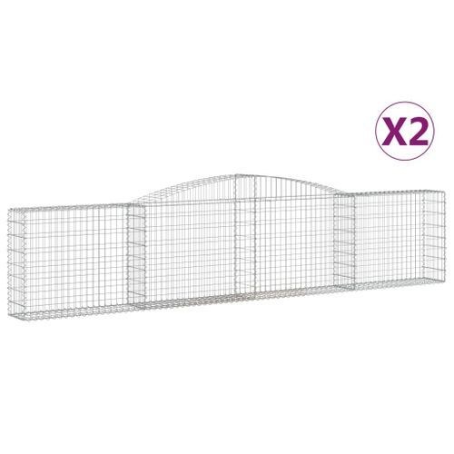 Paniers à gabions arqués 2 pcs 400x30x80/100 cm Fer galvanisé - Photo n°2; ?>