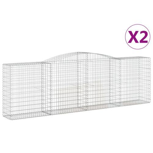 Paniers à gabions arqués 2 pcs 400x50x120/140 cm Fer galvanisé - Photo n°2; ?>