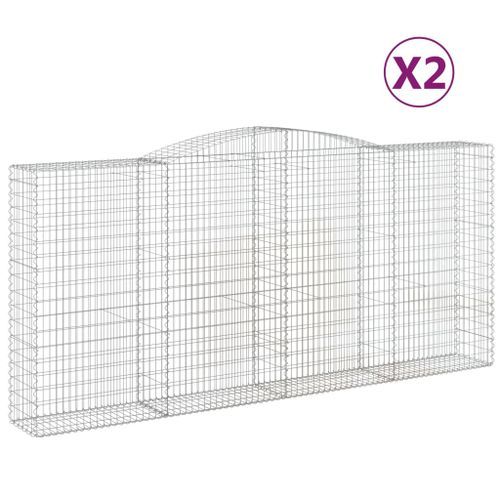 Paniers à gabions arqués 2 pcs 400x50x180/200 cm Fer galvanisé - Photo n°2; ?>