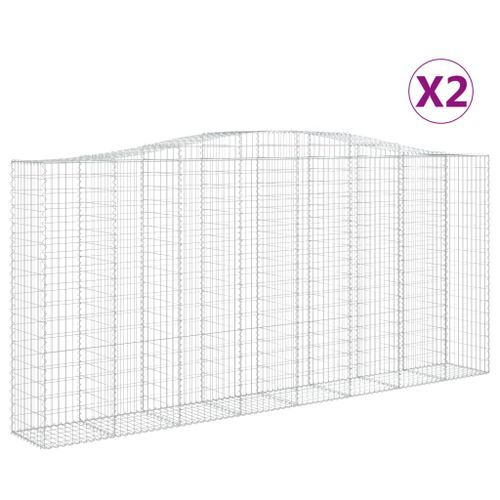 Paniers à gabions arqués 2 pcs 400x50x180/200 cm Fer galvanisé - Photo n°2; ?>