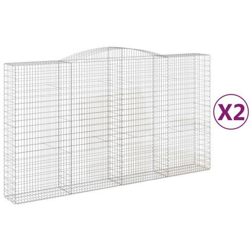 Paniers à gabions arqués 2 pcs 400x50x220/240 cm Fer galvanisé - Photo n°2; ?>