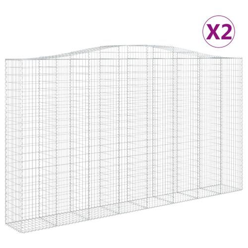 Paniers à gabions arqués 2 pcs 400x50x220/240 cm Fer galvanisé - Photo n°2; ?>