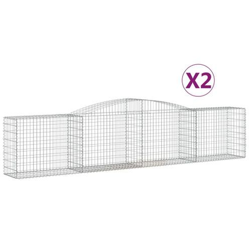 Paniers à gabions arqués 2 pcs 400x50x80/100 cm Fer galvanisé - Photo n°2; ?>