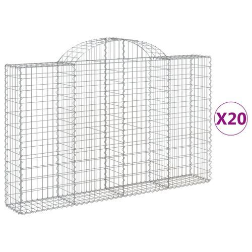 Paniers à gabions arqués 20 pcs 200x30x120/140 cm Fer galvanisé - Photo n°2; ?>