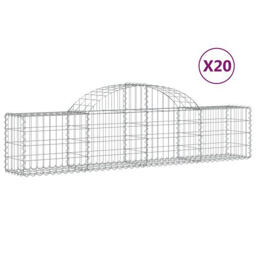 Paniers à gabions arqués 20 pcs 200x30x40/60 cm Fer galvanisé - Photo n°2; ?>