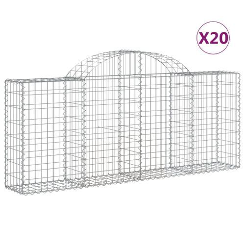 Paniers à gabions arqués 20 pcs 200x30x80/100 cm Fer galvanisé - Photo n°2; ?>