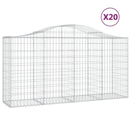 Paniers à gabions arqués 20 pcs 200x50x100/120 cm fer galvanisé - Photo n°2; ?>