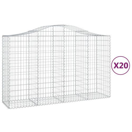 Paniers à gabions arqués 20 pcs 200x50x120/140 cm Fer galvanisé - Photo n°2; ?>