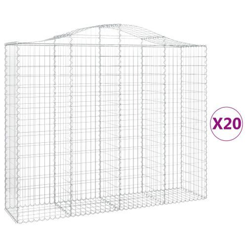 Paniers à gabions arqués 20 pcs 200x50x160/180 cm Fer galvanisé - Photo n°2; ?>