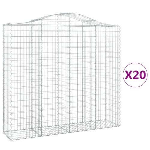 Paniers à gabions arqués 20 pcs 200x50x180/200 cm Fer galvanisé - Photo n°2; ?>