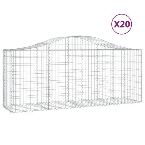 Paniers à gabions arqués 20 pcs 200x50x80/100 cm Fer galvanisé - Photo n°2; ?>