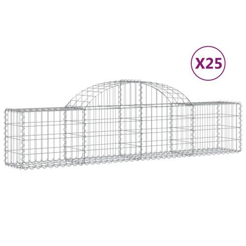 Paniers à gabions arqués 25 pcs 200x30x40/60 cm Fer galvanisé - Photo n°2; ?>