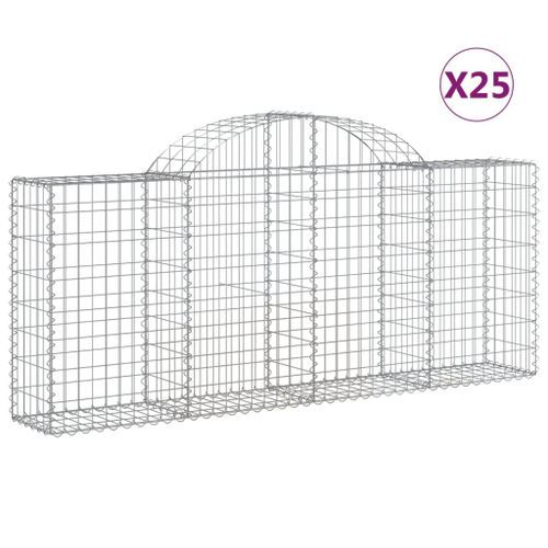 Paniers à gabions arqués 25 pcs 200x30x80/100 cm Fer galvanisé - Photo n°2; ?>