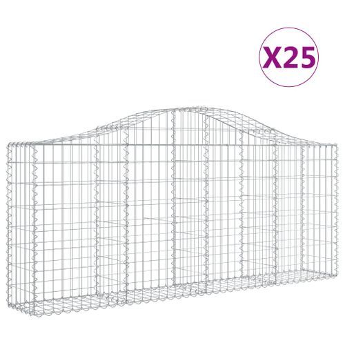 Paniers à gabions arqués 25 pcs 200x30x80/100 cm Fer galvanisé - Photo n°2; ?>