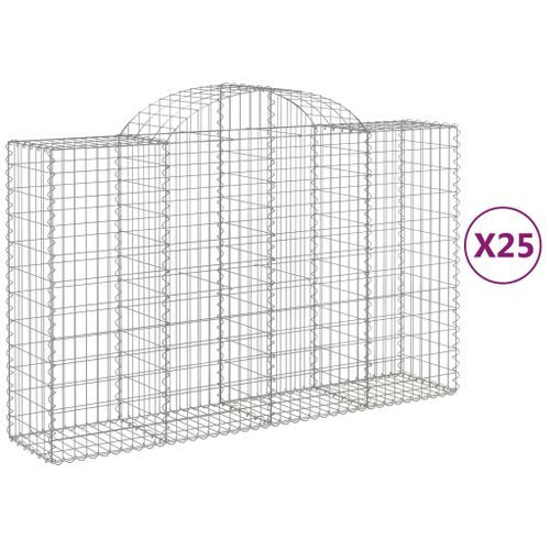 Paniers à gabions arqués 25 pcs 200x50x120/140 cm Fer galvanisé - Photo n°2; ?>