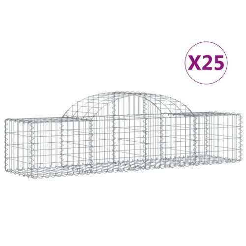 Paniers à gabions arqués 25 pcs 200x50x40/60 cm fer galvanisé - Photo n°2; ?>