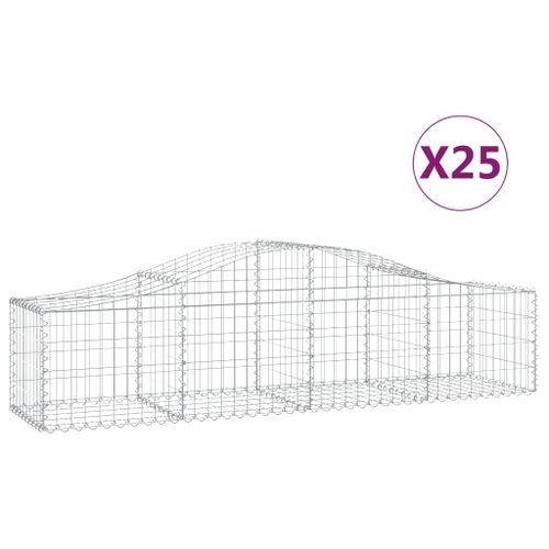 Paniers à gabions arqués 25 pcs 200x50x40/60 cm fer galvanisé - Photo n°2; ?>