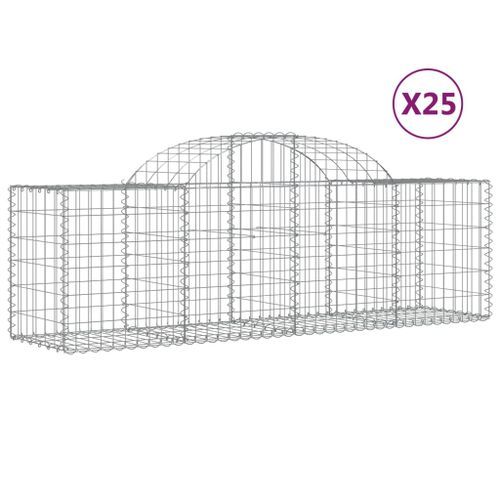 Paniers à gabions arqués 25 pcs 200x50x60/80 cm fer galvanisé - Photo n°2; ?>