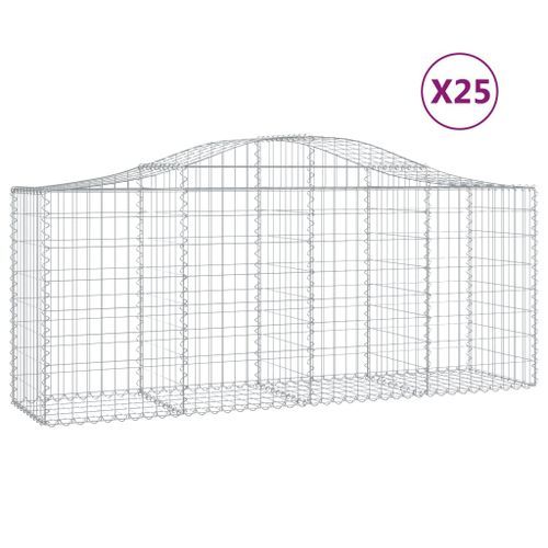 Paniers à gabions arqués 25 pcs 200x50x80/100 cm Fer galvanisé - Photo n°2; ?>