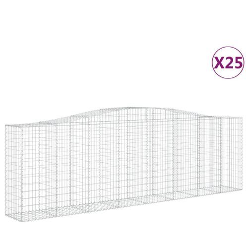 Paniers à gabions arqués 25 pcs 400x50x120/140 cm Fer galvanisé - Photo n°2; ?>