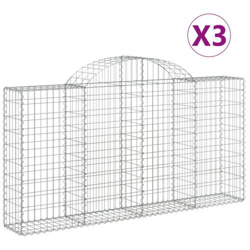 Paniers à gabions arqués 3 pcs 200x30x100/120 cm Fer galvanisé - Photo n°2; ?>