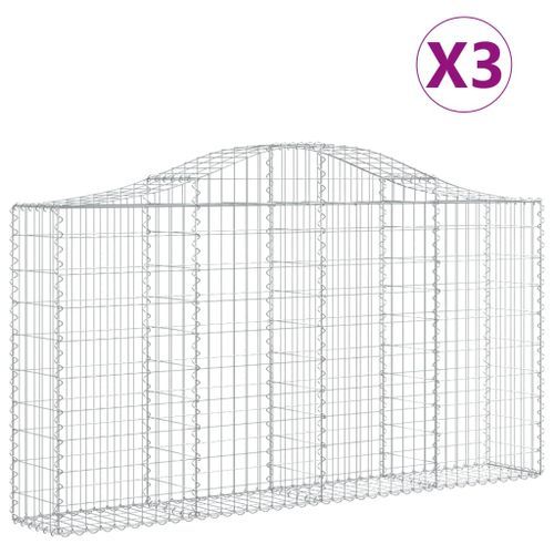 Paniers à gabions arqués 3 pcs 200x30x100/120 cm Fer galvanisé - Photo n°2; ?>