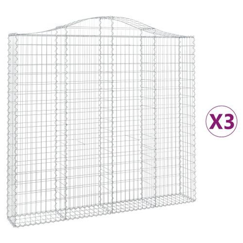 Paniers à gabions arqués 3 pcs 200x30x180/200 cm Fer galvanisé - Photo n°2; ?>