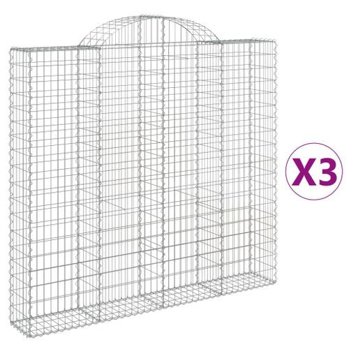 Paniers à gabions arqués 3 pcs 200x30x180/200 cm Fer galvanisé - Photo n°2; ?>