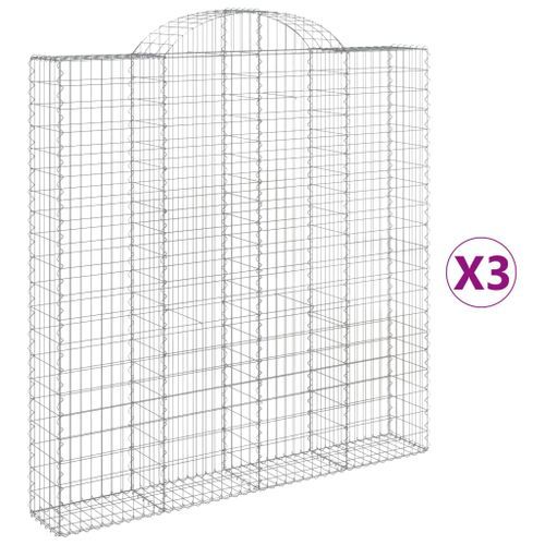 Paniers à gabions arqués 3 pcs 200x30x200/220 cm fer galvanisé - Photo n°2; ?>