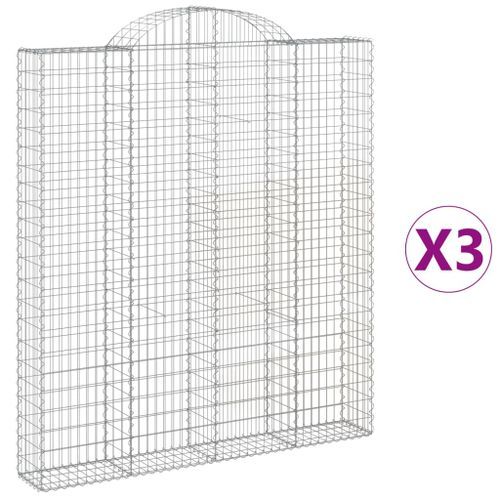 Paniers à gabions arqués 3 pcs 200x30x220/240 cm fer galvanisé - Photo n°2; ?>