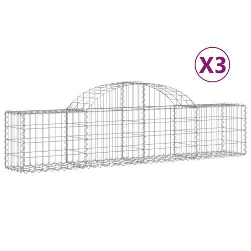 Paniers à gabions arqués 3 pcs 200x30x40/60 cm Fer galvanisé - Photo n°2; ?>