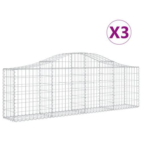 Paniers à gabions arqués 3 pcs 200x30x60/80 cm Fer galvanisé - Photo n°2; ?>