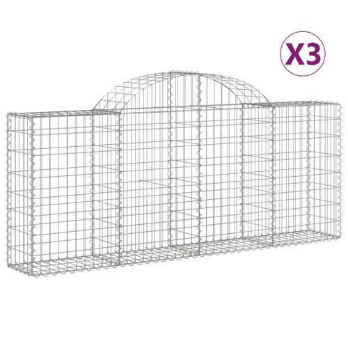 Paniers à gabions arqués 3 pcs 200x30x80/100 cm Fer galvanisé - Photo n°2; ?>