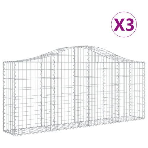 Paniers à gabions arqués 3 pcs 200x30x80/100 cm Fer galvanisé - Photo n°2; ?>