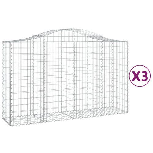 Paniers à gabions arqués 3 pcs 200x50x120/140 cm Fer galvanisé - Photo n°2; ?>