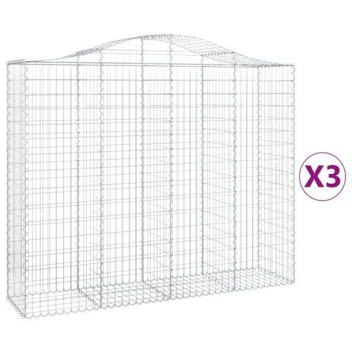 Paniers à gabions arqués 3 pcs 200x50x160/180 cm Fer galvanisé - Photo n°2; ?>