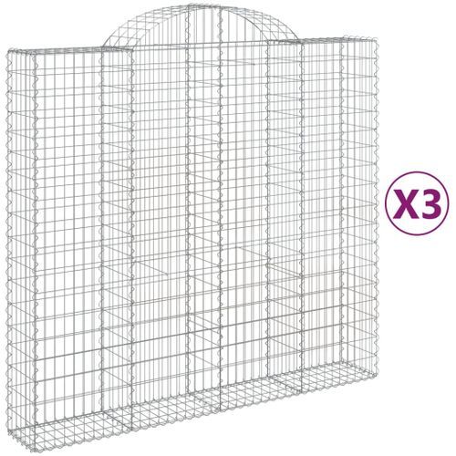 Paniers à gabions arqués 3 pcs 200x50x180/200 cm Fer galvanisé - Photo n°2; ?>